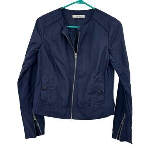 Athleta Size Small Zip Up Jacket Blue Lightweight Outerwear Button Close Pockets